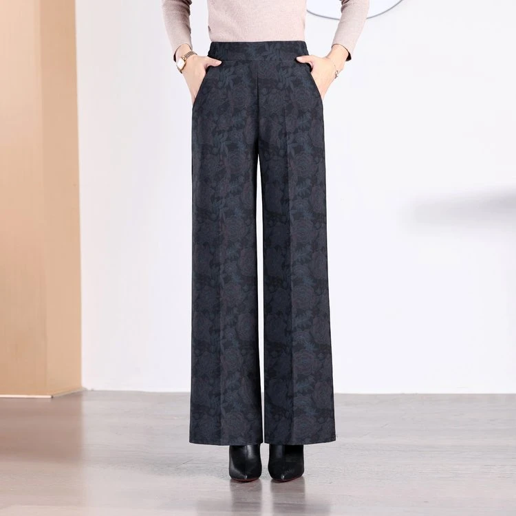 【直筒裤】加绒高腰直筒裤时尚休闲显瘦女士复古宽松秋冬垂感百搭