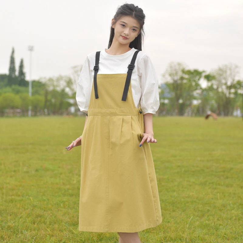 少女夏装背带裙套装大童2023夏季新款高中女生初中学生连衣裙过膝