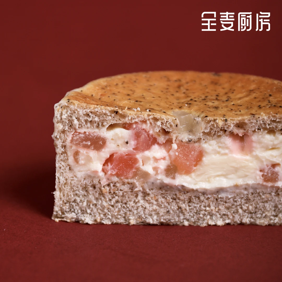 红茶白桃奶酪面包全麦大鼓面包代早餐健康营养车轮饼下午茶欧包