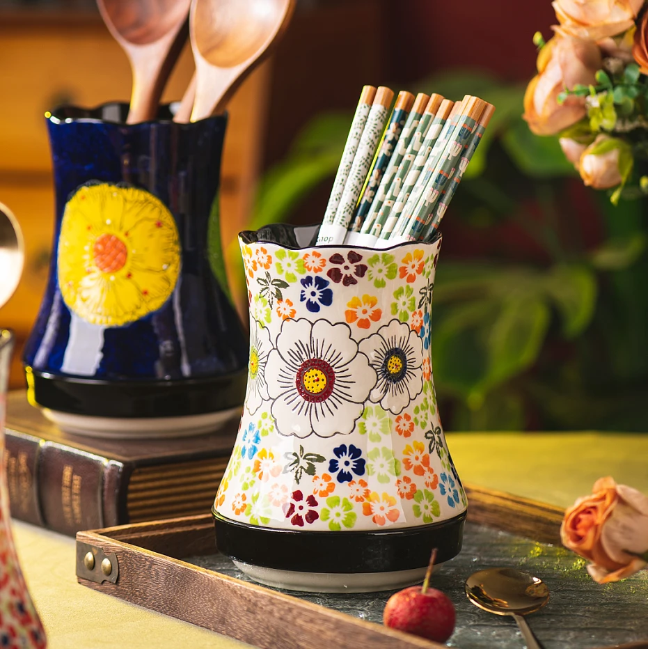 外贸筷子筒花瓶绿野仙踪轻奢复古多功能陶瓷创意筷子笼