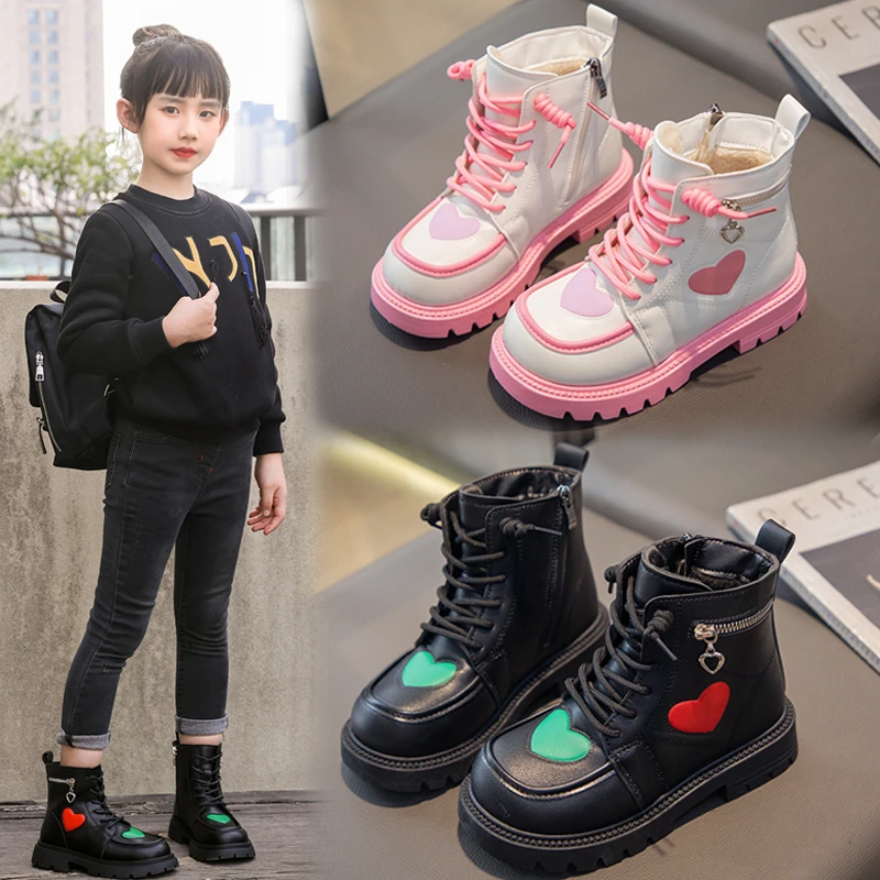 女童马丁靴2024秋冬新款百搭儿童公主加绒中大童洋气短靴防滑M988