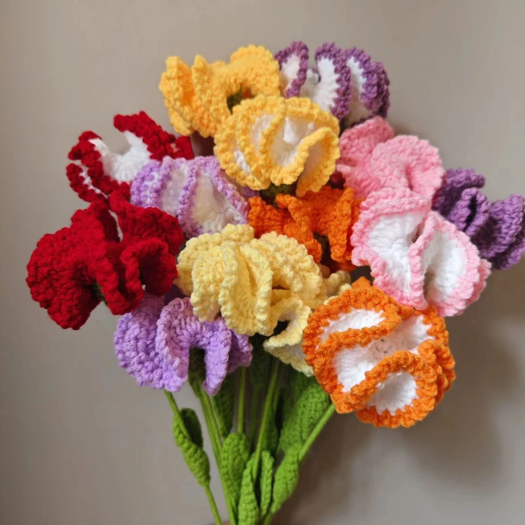手工diy毛线钩织康乃馨编织花束材料包自制钩针母亲节礼物摆件