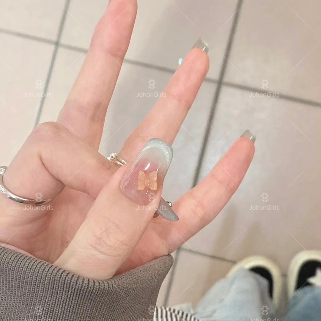 JohonGirls'/琴岛小嫚【蝴蝶曼波】法式猫眼百搭显白手工穿戴甲流行
