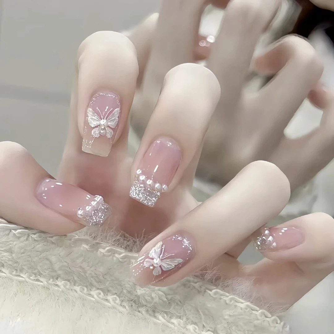 JohonGirls'/琴岛小嫚【仙女蝴蝶】夏日穿戴式法式蝴蝶手工穿戴甲片