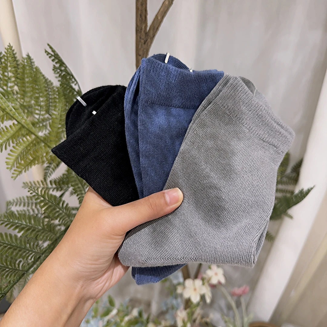 男士六双装中筒百搭纯色纯棉袜子透气