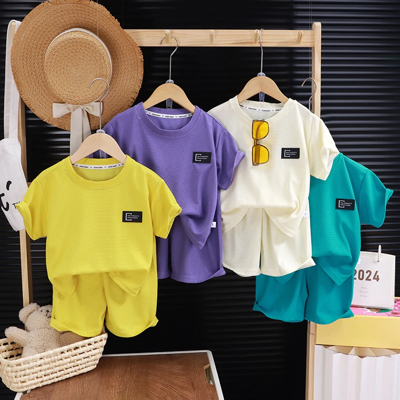 儿童套装休闲时尚洋气夏季宽松薄款2024新款帅气中大童短袖两件套