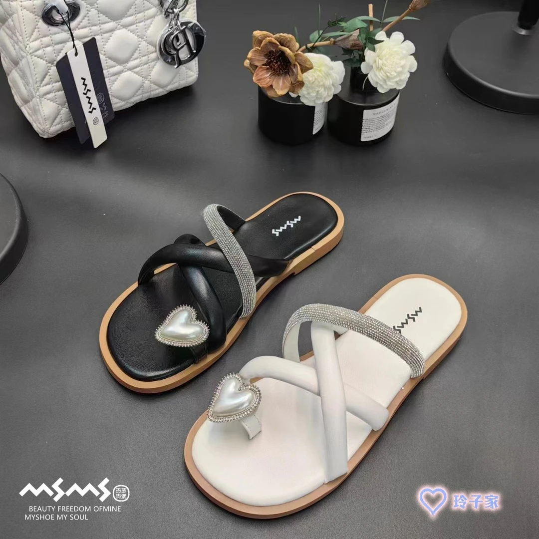 <玛莎玛索>新款轻奢水钻沙滩凉鞋6208-2夏季时尚交叉绑带夹趾拖鞋