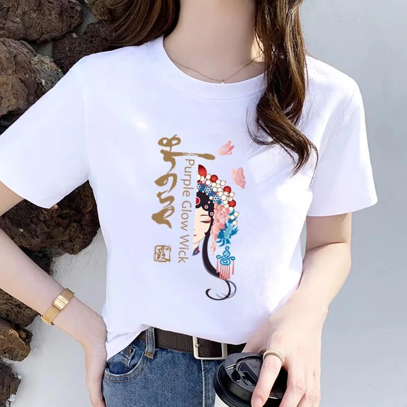 通勤女T恤外穿国潮夏季网红爆款休闲印花圆领显瘦中国风短袖T恤