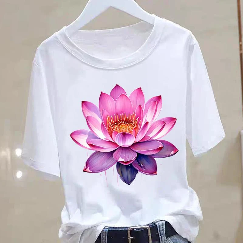 爆款印花外穿简约休闲夏通勤女洋气收腰气质网红圆领ins短袖T恤