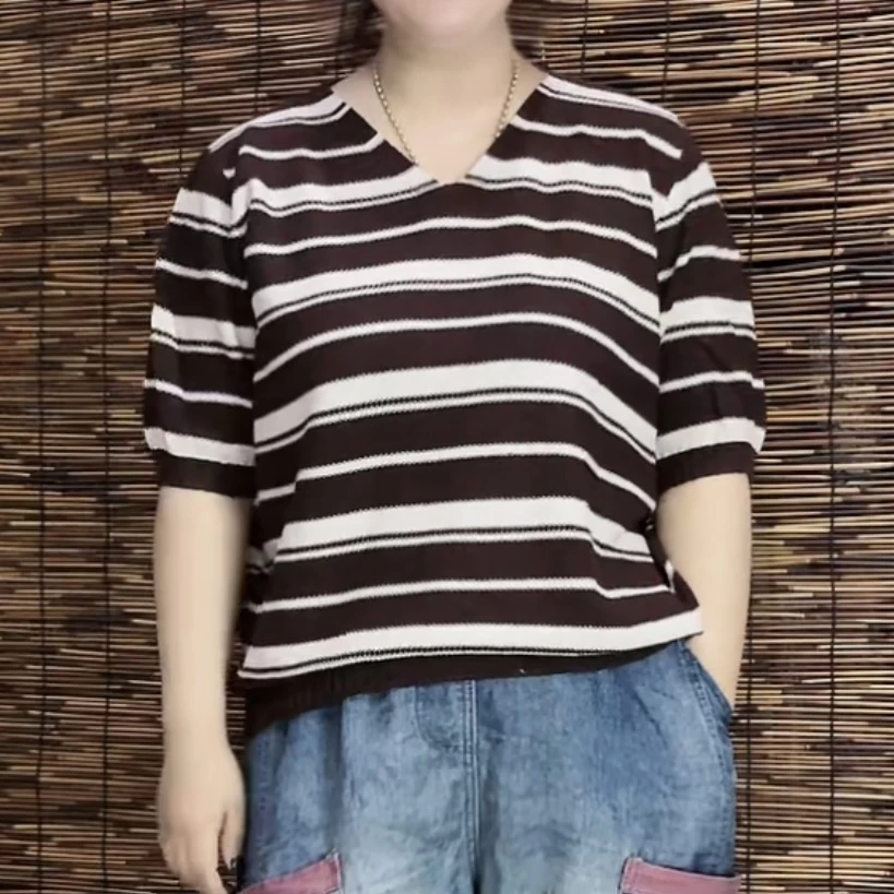 针织百搭夏季宽短袖T