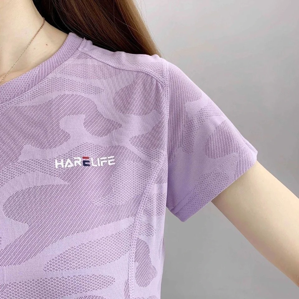 户外速干短袖T恤女冰丝夏季薄款跑步圆领显瘦运动透气快干衣女