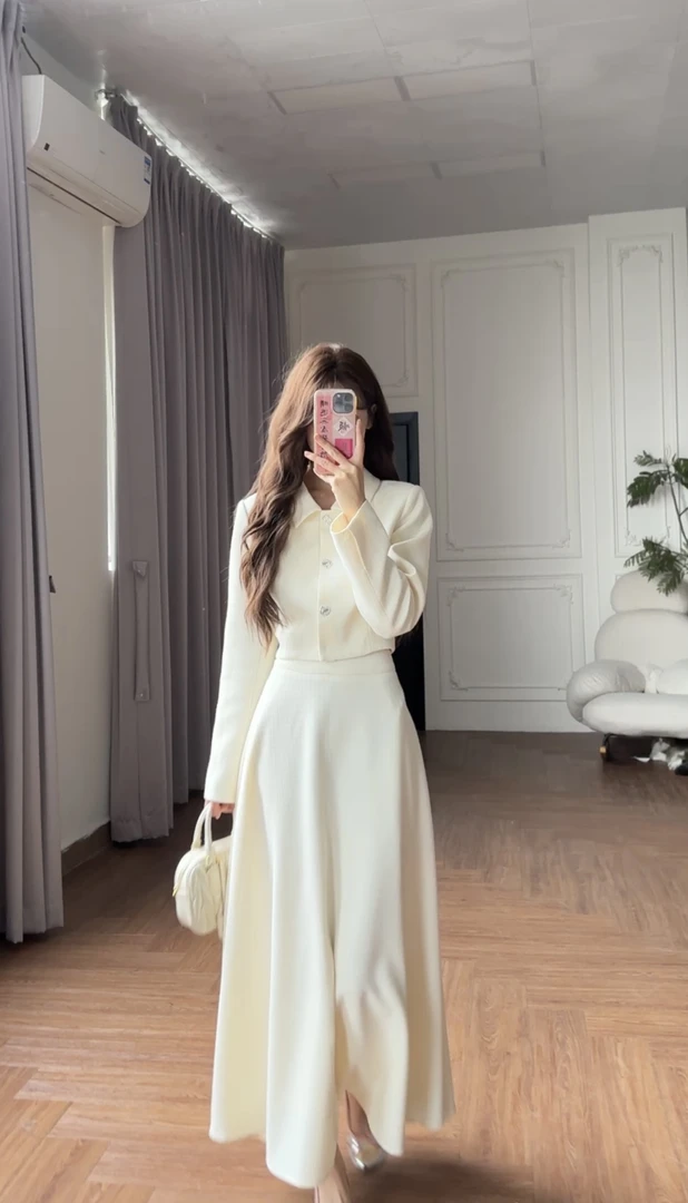 小小仟 赵露思同款小香风编织粗花呢气质套装