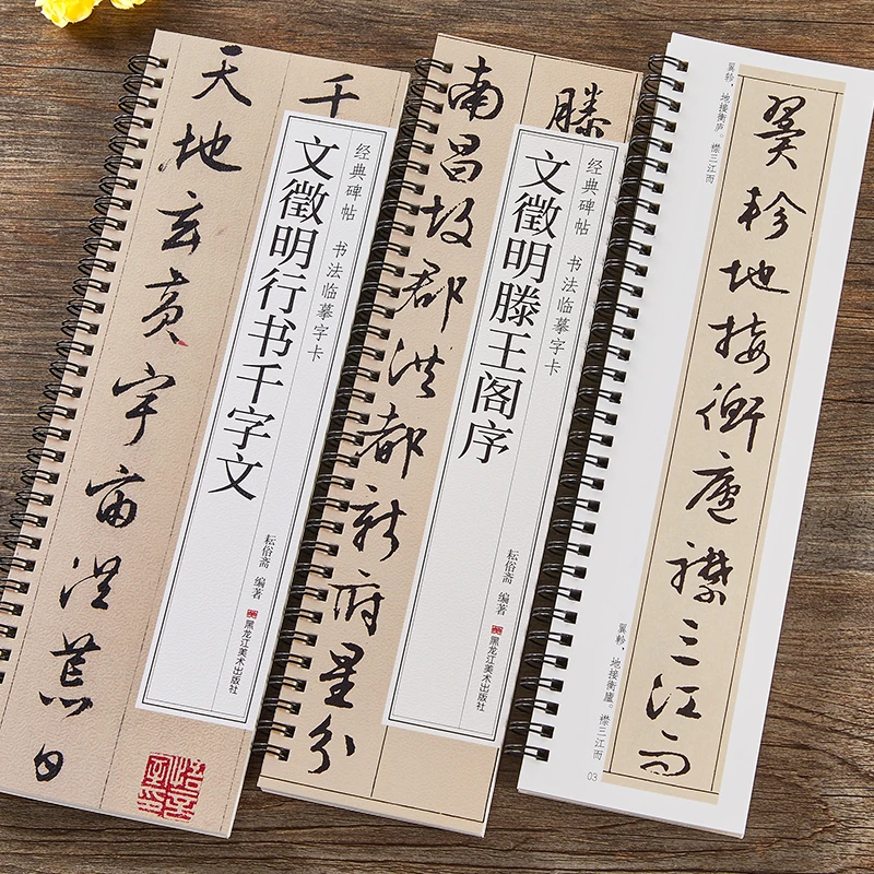 文徵明行书滕王阁序千字文初学入门临摹字卡行草毛笔临摹书法字帖