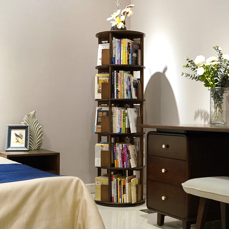 【小圆满书架】1044旋转书架360度收纳绘本置物架家用简易学生书柜