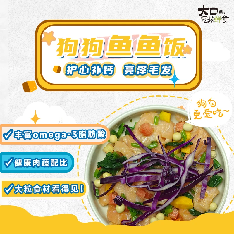 【大口三文鱼南瓜护心美毛大粒鲜粮湿粮正餐零食新鲜现做狗粮即食