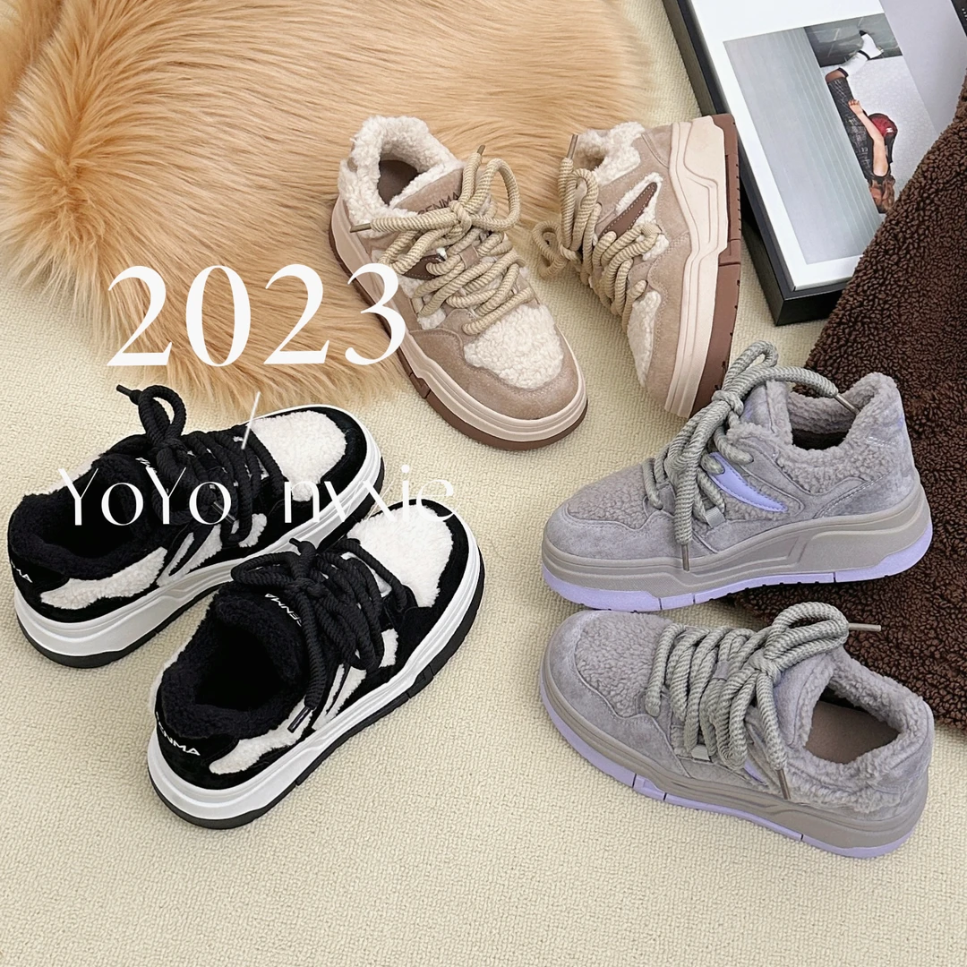 清仓【U.优】2023新款休闲运动板鞋时尚休闲毛毛鞋