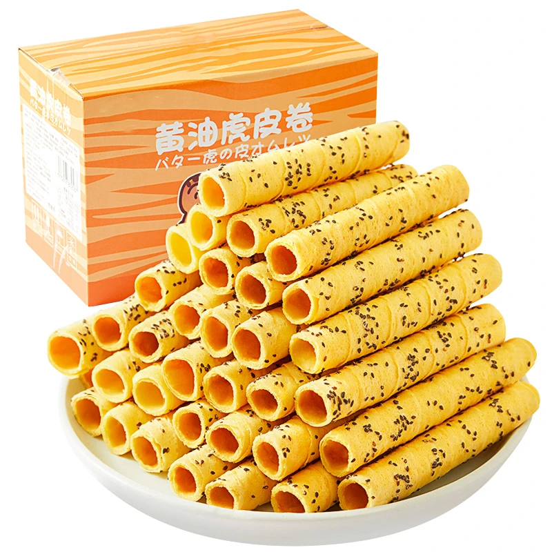 黄油虎皮卷芝麻酥脆蛋卷饼干早餐办公室下午茶点心休闲追剧小零食