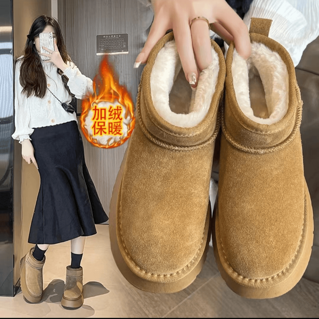 【冬日时髦好物】女款厚底冬季短筒雪地靴加厚保暖薄底&厚底加绒