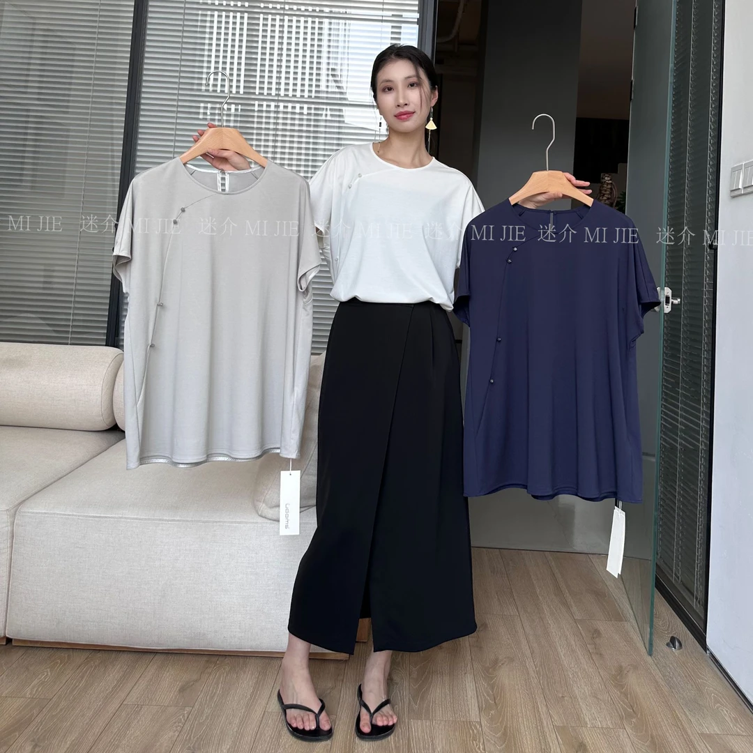 【迷介】新中式短袖T恤2024夏季新款T恤衫圆领百搭半袖 5F7935YC