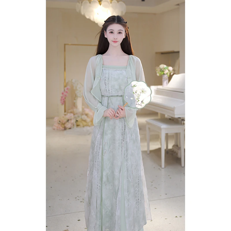 【北栀】【兰亭序】撞色国风吊带连衣裙812423+812596