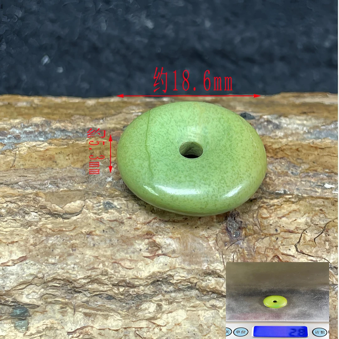 保真正品天然原矿绿松石特色菜籽黄扣子平安扣面包圈隔珠隔片挂饰