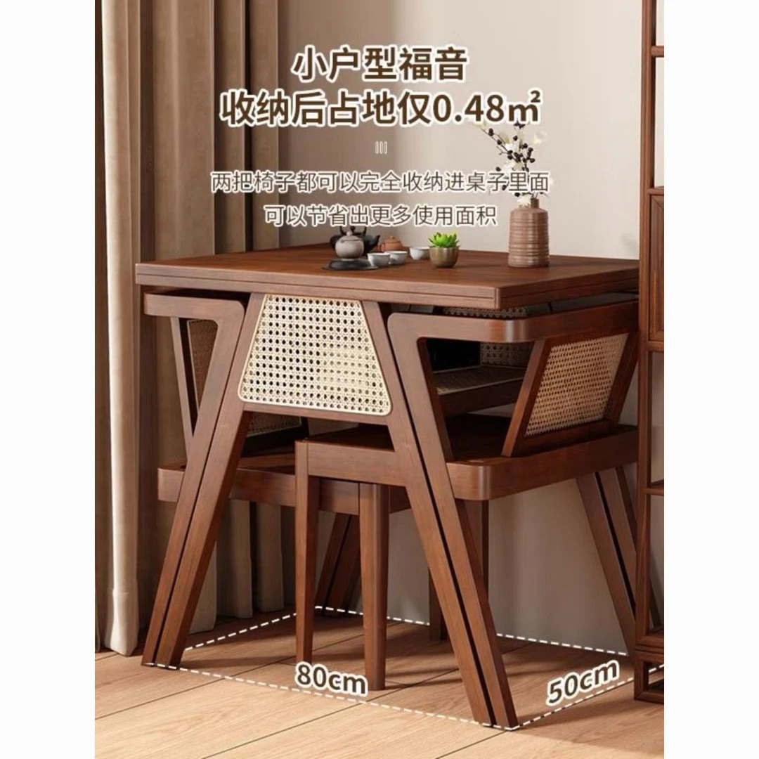 梳妆台阳台茶桌实木小桌椅三件套一桌二椅喝茶桌椅小户型客厅藤