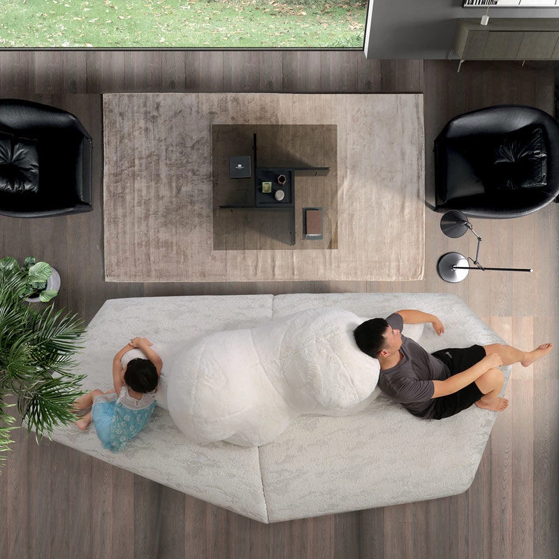 意式轻奢异形现代简约别墅样板房设计师大白熊北极熊布艺可躺沙发