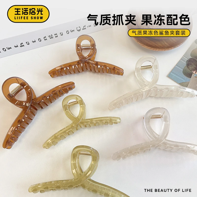 2023年新款夹子头饰发夹盘发后脑勺鲨鱼夹大号简约可爱发卡发饰