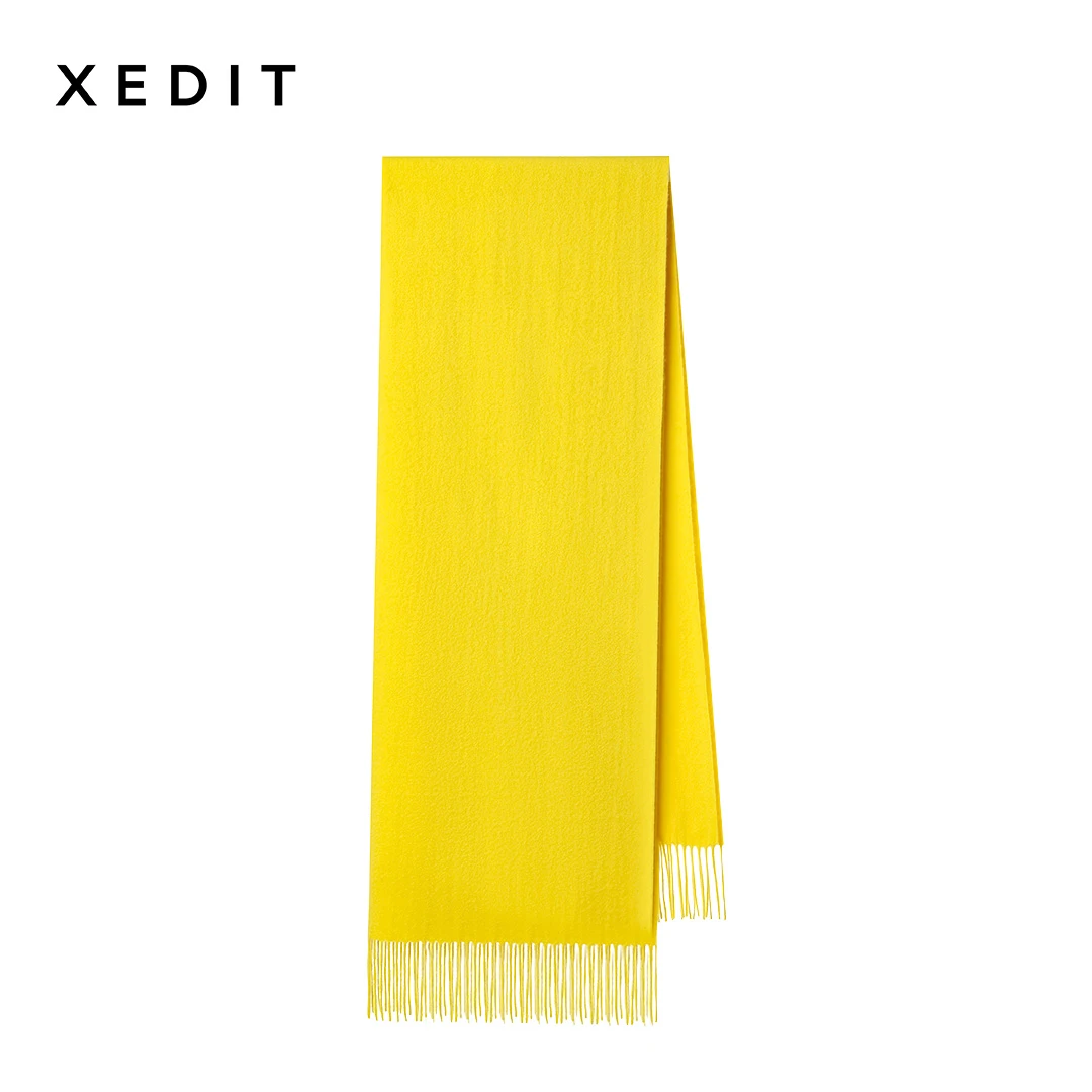 XEDIT 多巴胺100%山羊绒流苏围巾两用外搭纯色