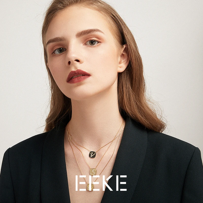 坠链均925银合成锆石 经典系列 字母项链设计师轻奢素款小众时尚