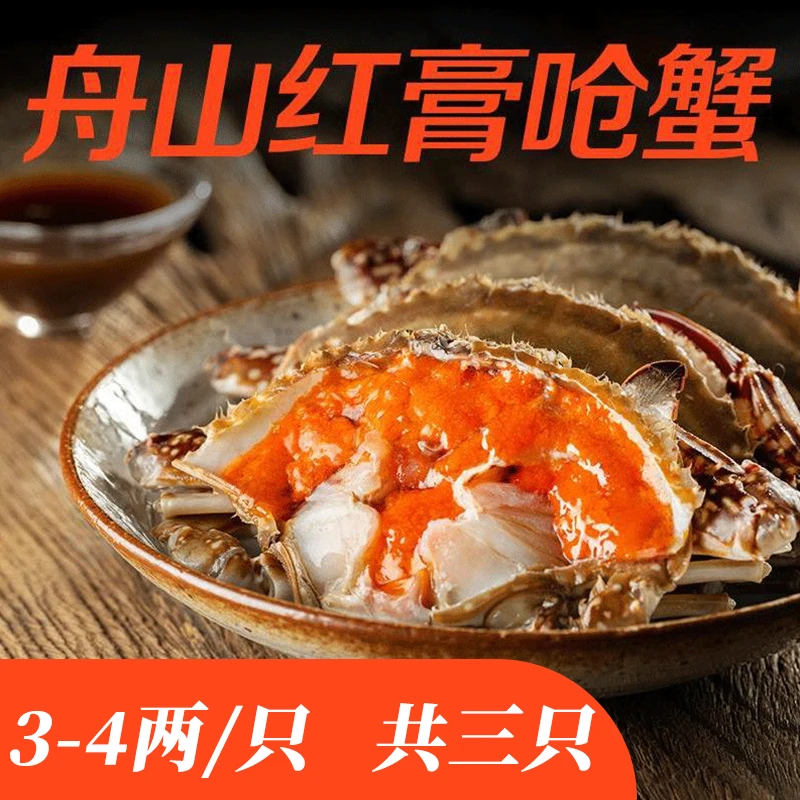 （不可蒸煮）红膏呛蟹蟹酱母蟹醉蟹炝蟹3-4两满红膏蟹美味