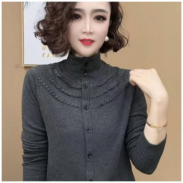 【品牌撤柜】秋冬长袖加绒加厚保暖打底衫纯色女花边显廋洋气上衣