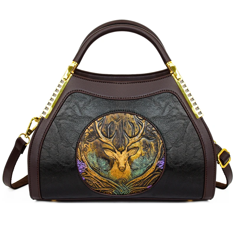 品牌（鑫鼠）宠粉时尚新款时尚手工雕花复古单肩手提包 960