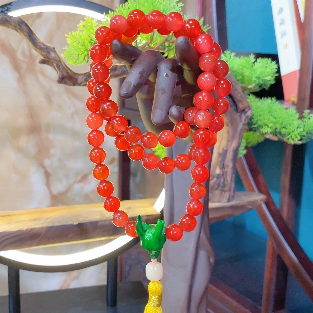 非金属珐琅项链 原创设计精美鱼精石百搭女士吊坠8-10mm长链轻奢