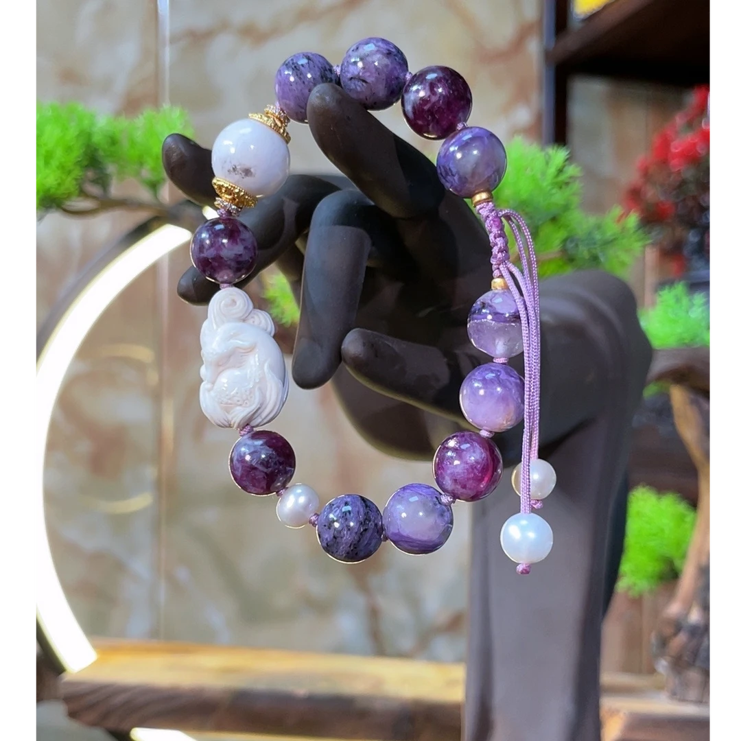 非金属珐琅手链 原创民族风设计单圈睡狐紫色手链梦幻百搭轻奢