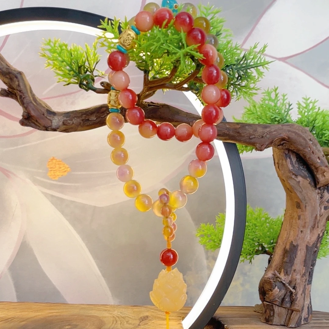 非金属珐琅手链 原创设计粉驼女款手链百搭时尚双圈10-12mm