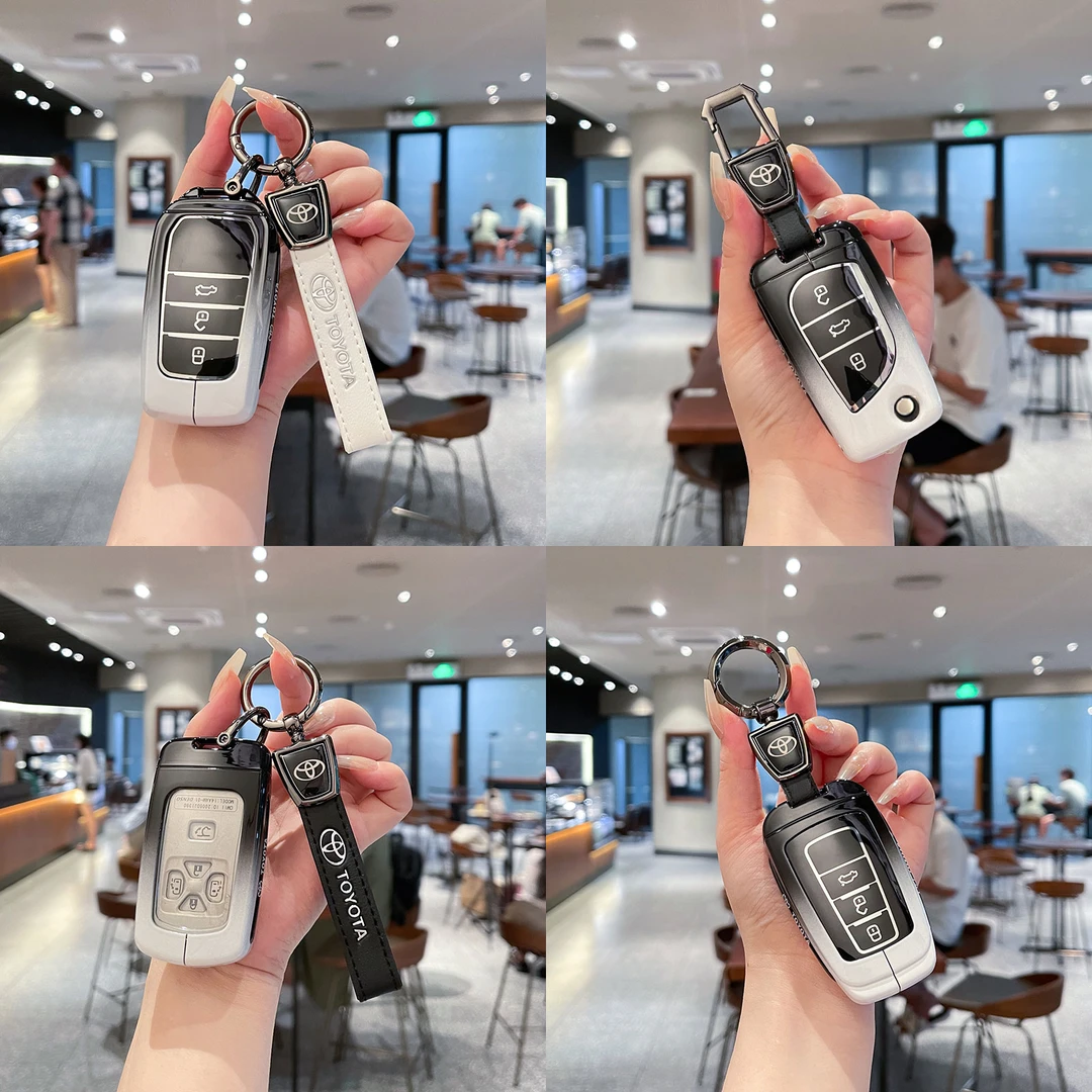 【5号】丰田钥匙包黑白渐变合金保护壳皇冠卡罗拉凯美瑞亚洲龙塞纳