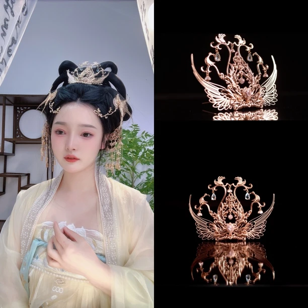 花小烟【神女发冠】保色铜锆石发冠汉服发饰配饰古风新娘头饰