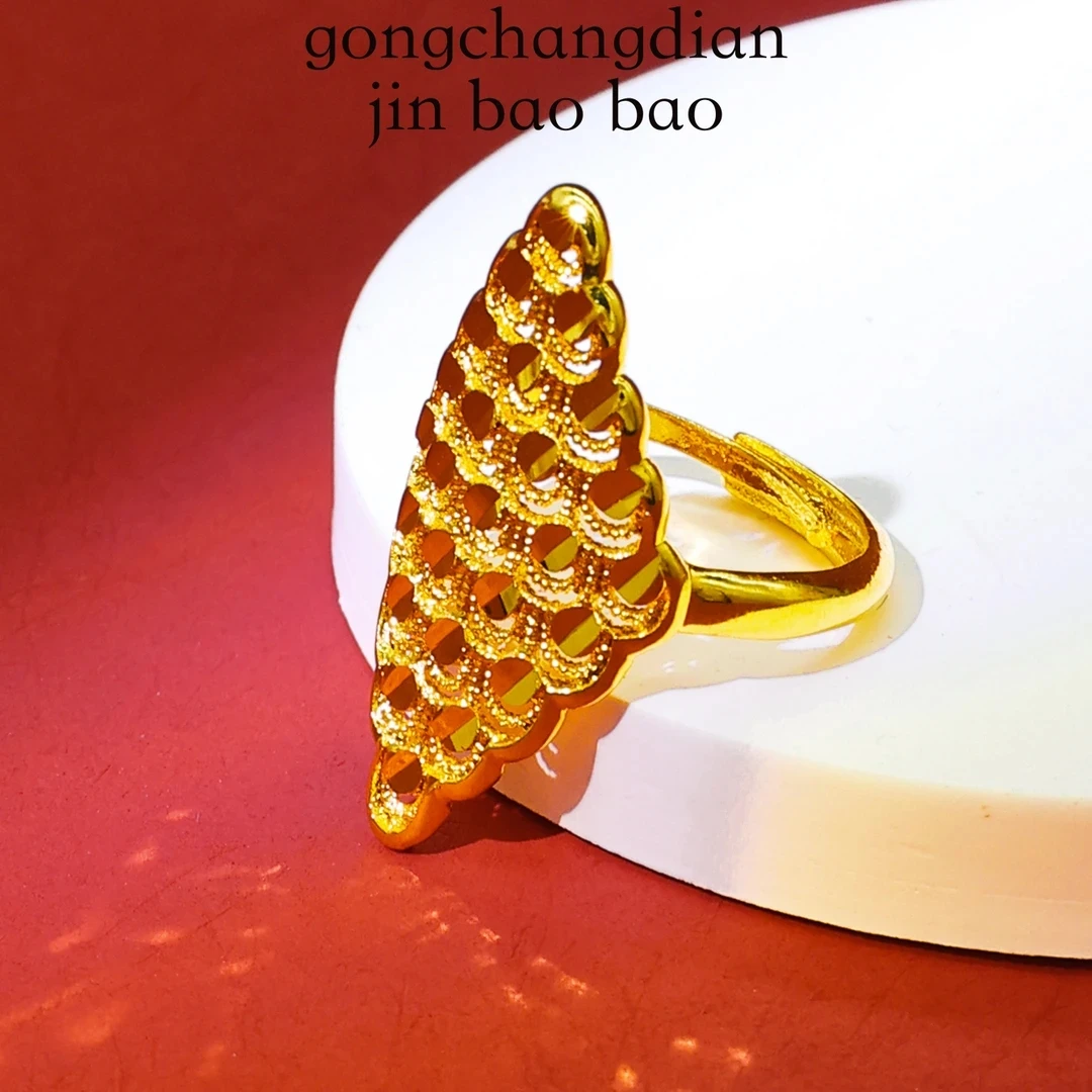 铜合金戒指 菱形亮片开口戒指