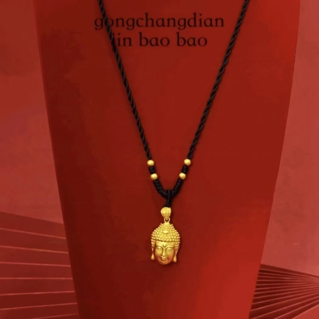 铜合金吊坠 铜合金吊坠 小号佛头配黑绳编织款XL3273