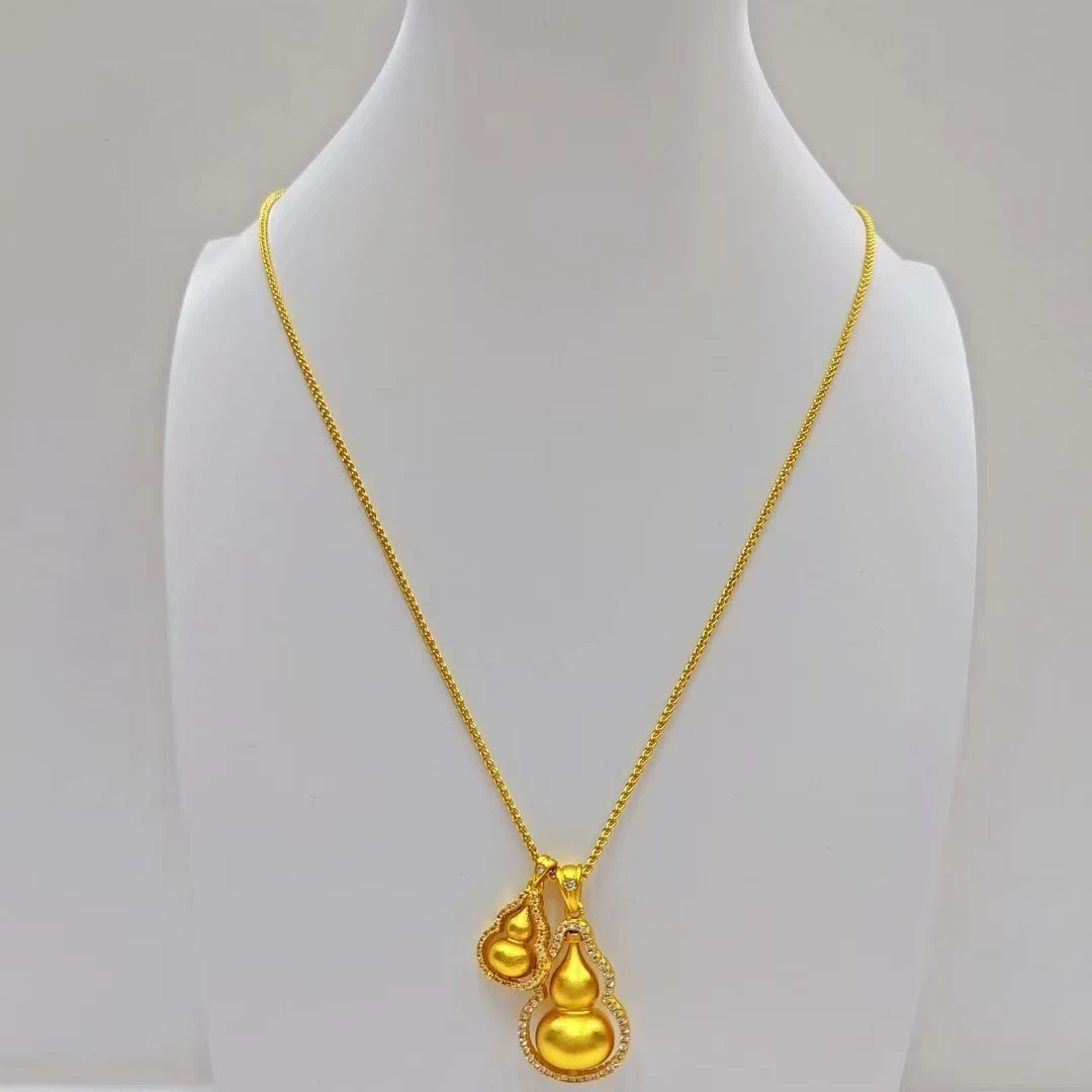 铜合金吊坠 铜合金项链 韦雪同款 双葫芦带钻吊坠