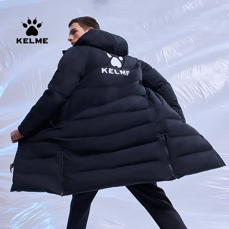 jq【卡尔美】运动棉衣过膝长款棉服男足球体育生冬训大衣御寒保暖