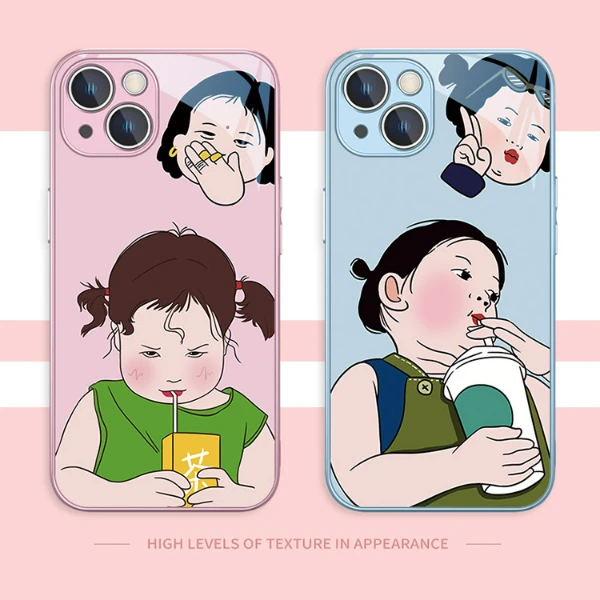 适用苹果15/华为pura70/小米14/oppo/vivo个性趣味女孩网红手机壳