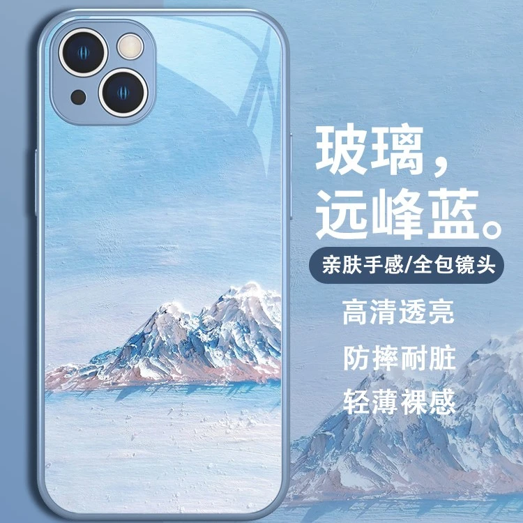 适用苹果/华为/小米/oppo/vivo新款油画山峰创意网红高颜值手机壳