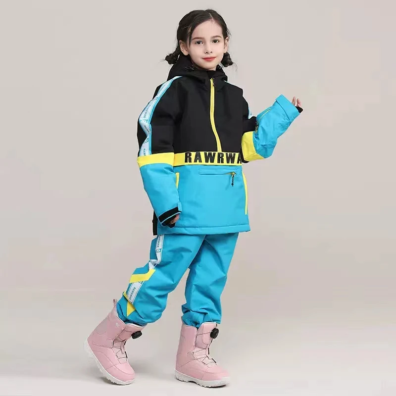 RAWRWAR儿童男女童滑雪服套装单板双板加厚保暖防风防水耐磨时尚