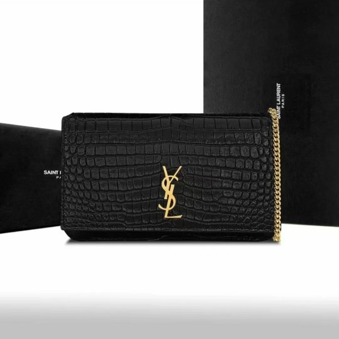 99新 YSL/圣罗兰 鳄压纹手机包/链条包/单肩女式包/甄选