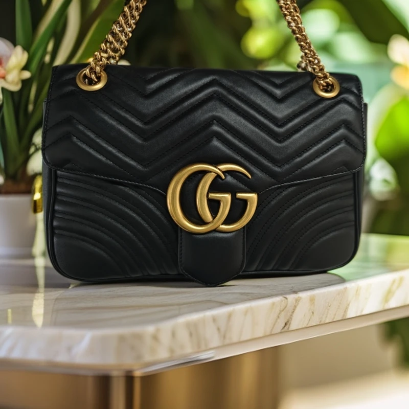 99新 GUCCI/古驰 马蒙黑色/ 单肩包/女士斜挎包/甄选