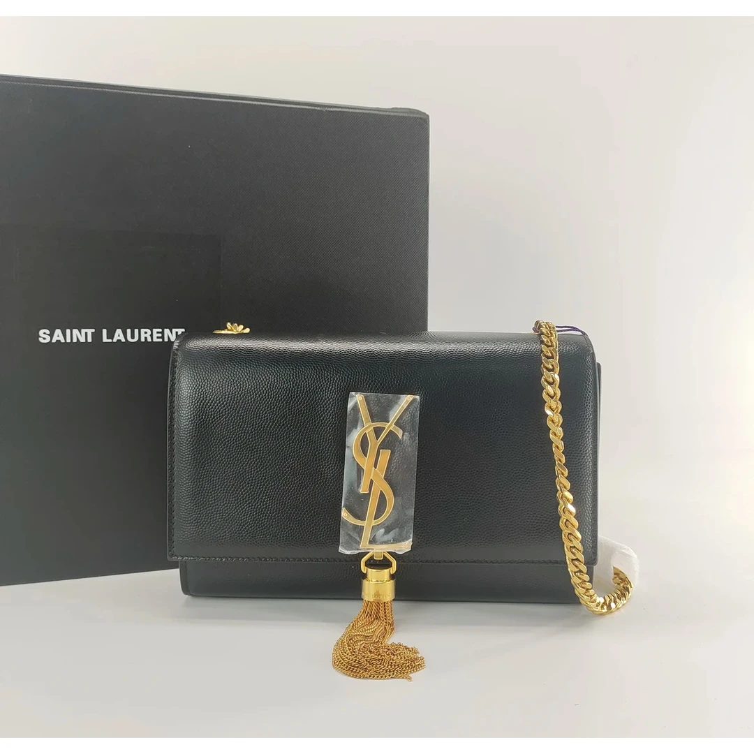 99新 YSL/圣罗兰 kate黑金中号链条/流苏/斜挎单肩包/许可