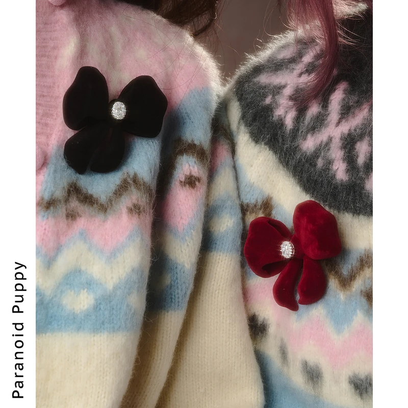 铜合金合成锆石胸针 【秒杀】黑红丝绒花朵胸针女衣服配饰