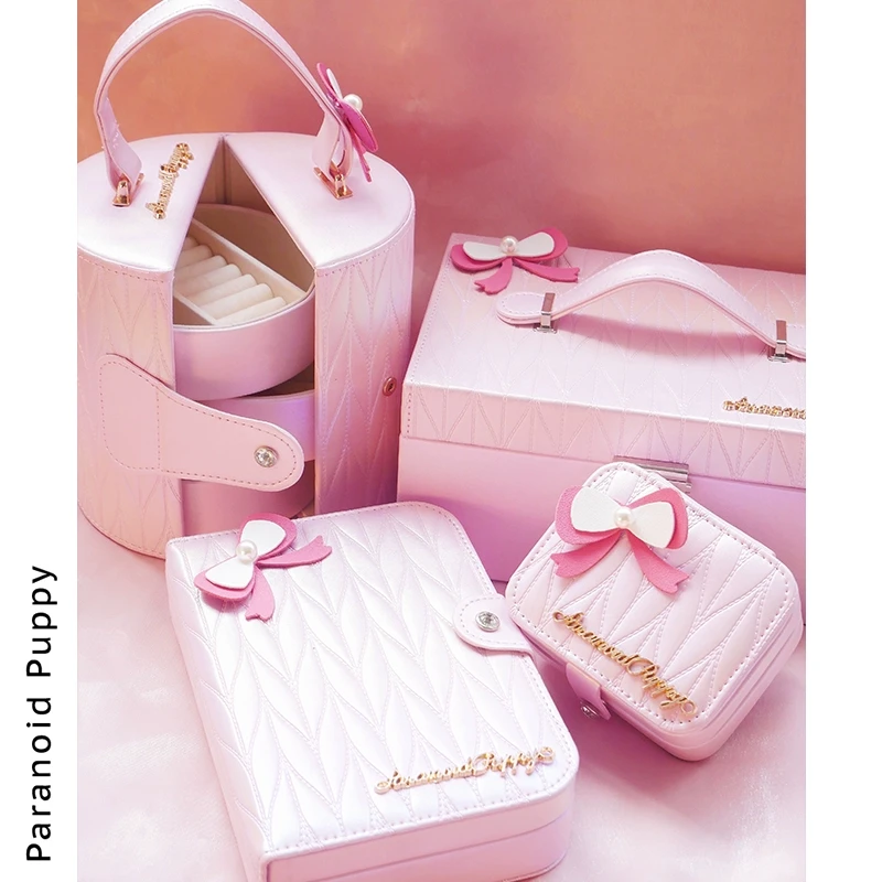 首饰盒/箱 4款首饰盒粉色蝴蝶结少女心首饰盒多功能饰品盒